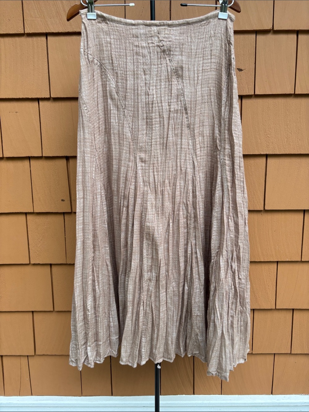 Chicos Taupe Cotton Blend Flowy Gauze Boho Chic‎ Casual Maxi Skirt Size 0.5 6